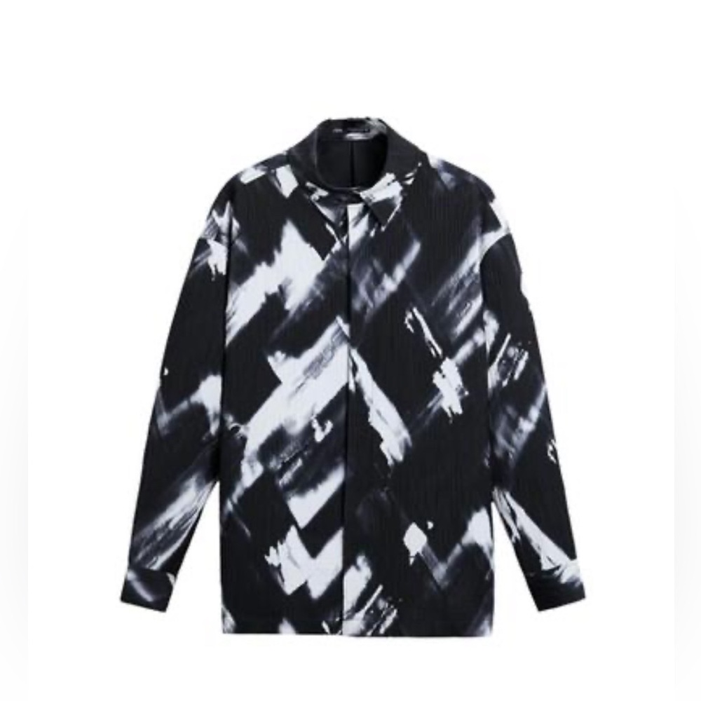 ZARA PRINTED PLEATED EFFECT OVERSHIRT